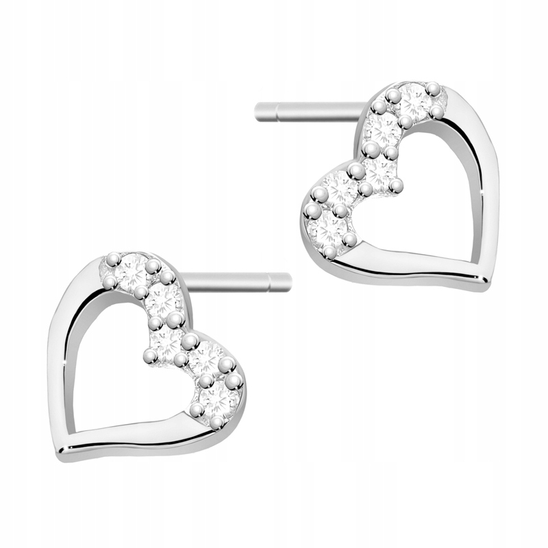 Zlaté Náušnice pr. 585 Srdce s Brilianty 0,08 ct