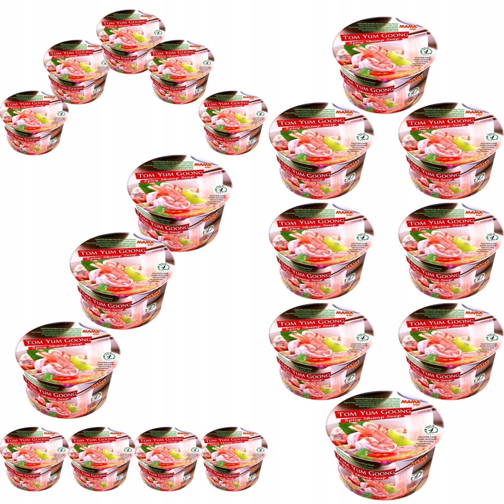 Levně 20 x Polévka Tom Yum Goong Rýžové těstoviny s krevetami Vermicelli Cup 70 g Mama