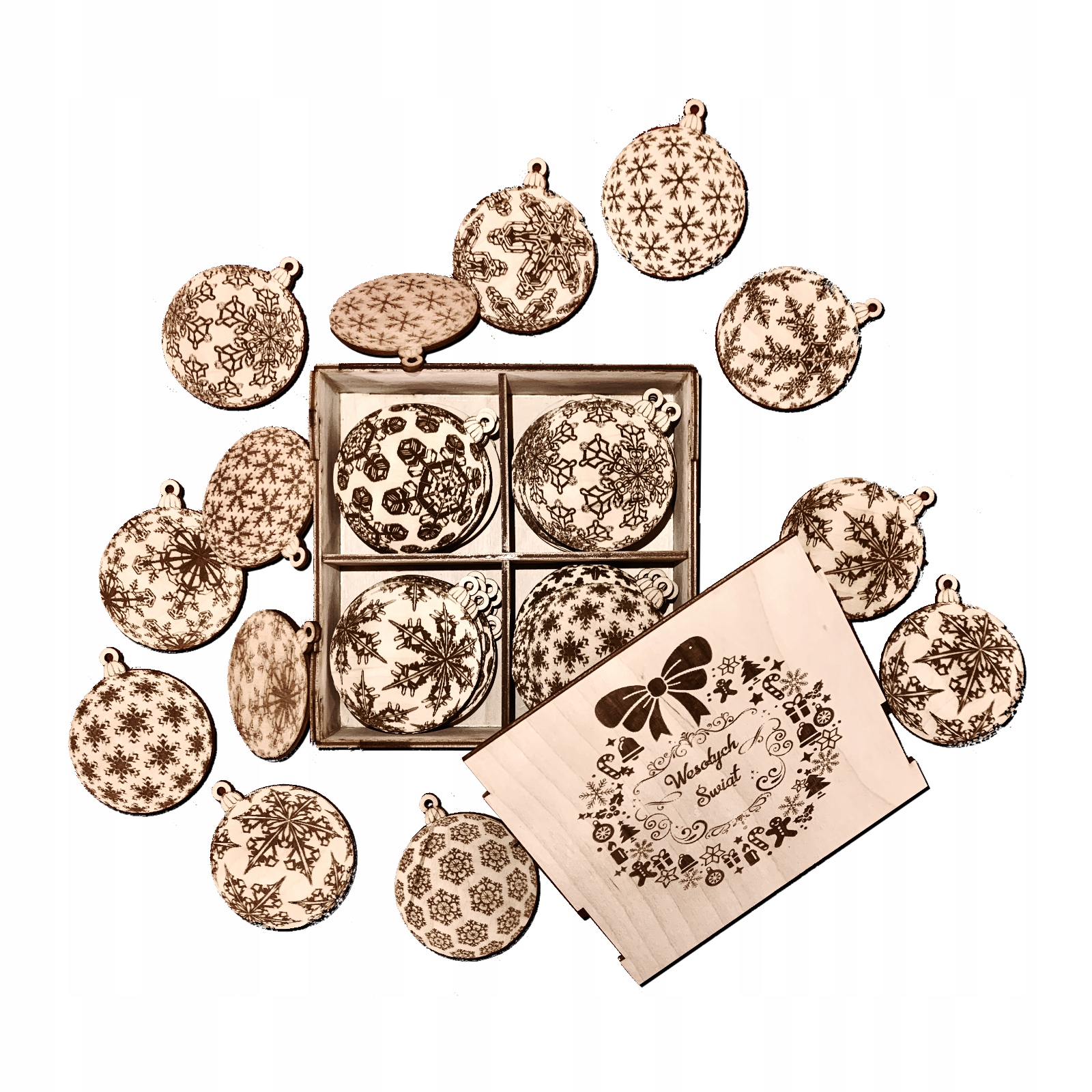 Dřevěné Vánoční Ozdoby Vánoční Baňky 3D