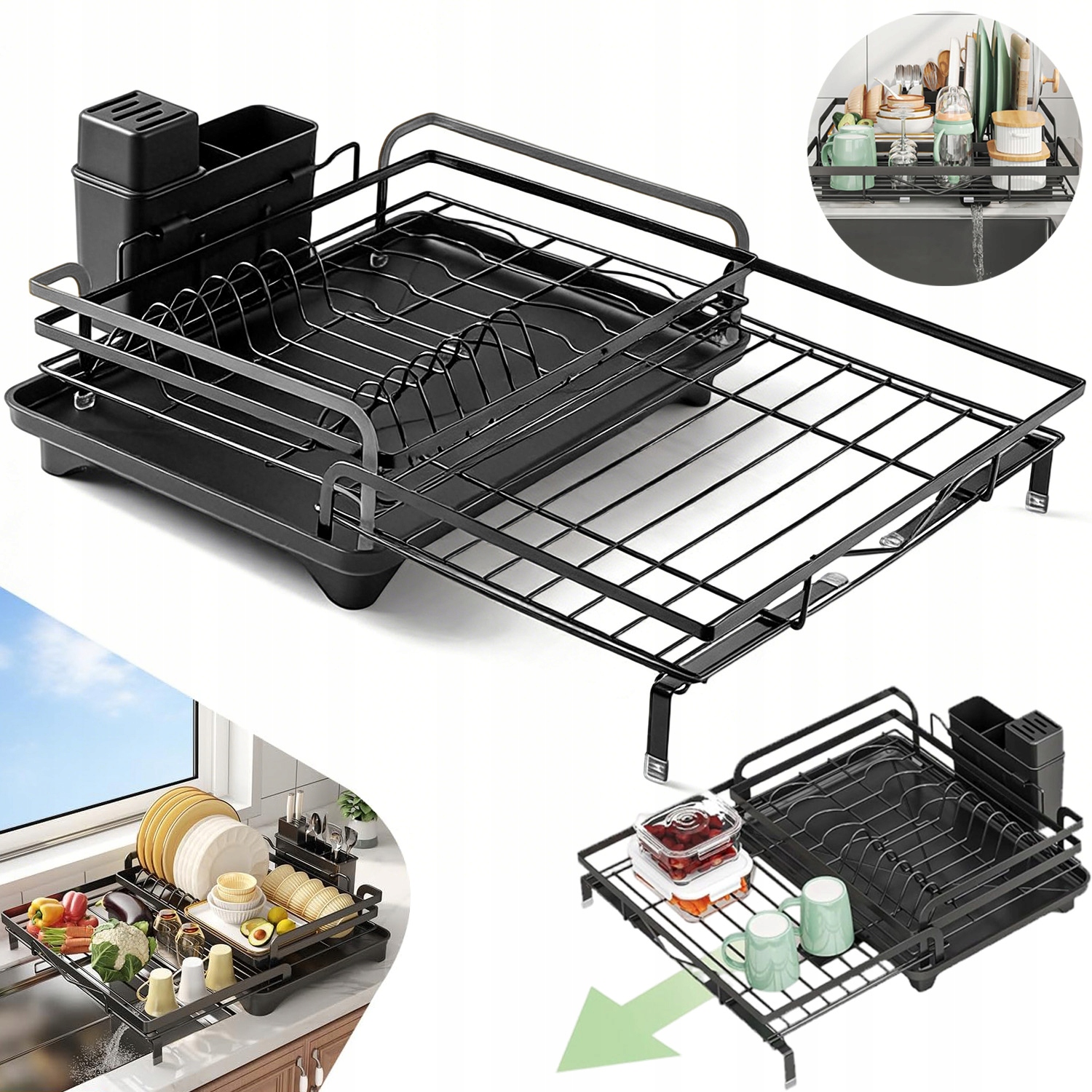 Odkapávač Na Nádobí Stojící Odkapávač Na Příbory Podnos Výtok Otočný O 360°