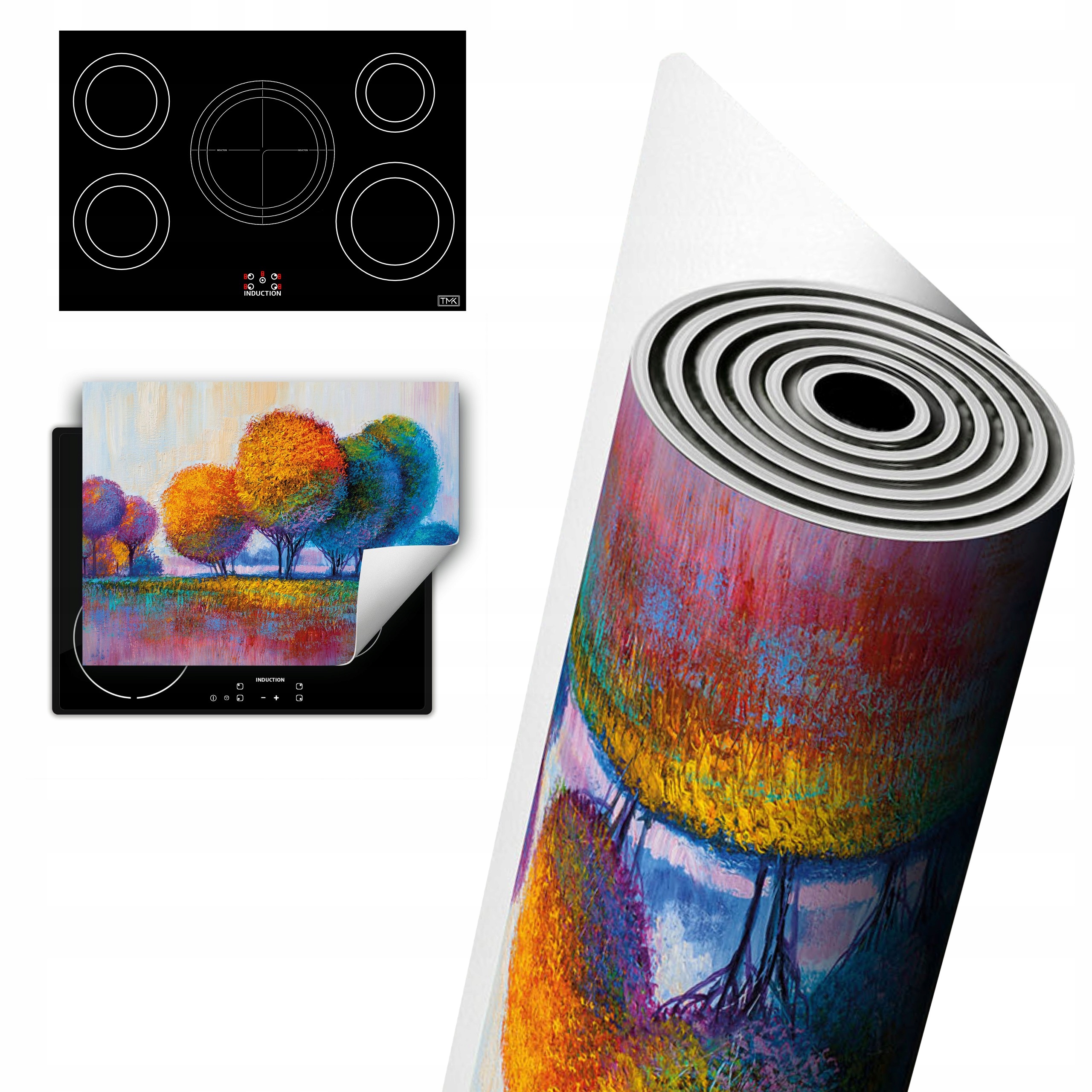 Vinylová Ochrana Na Indukci Deska 80x52 barevná stromy