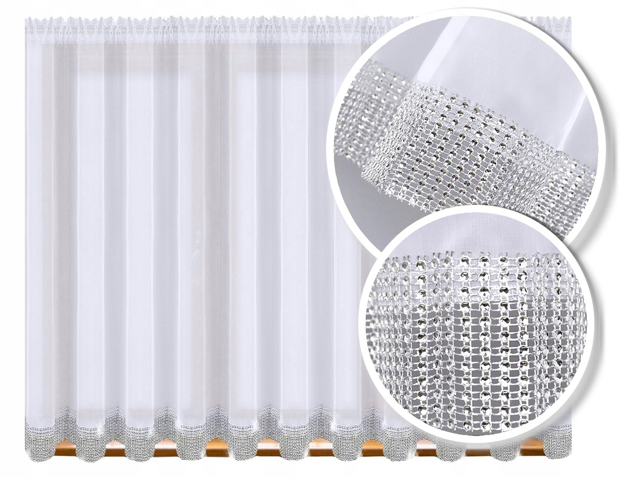 

Firana Gotowa Cyrkonie Woal 160X300 Taśma Diamenty