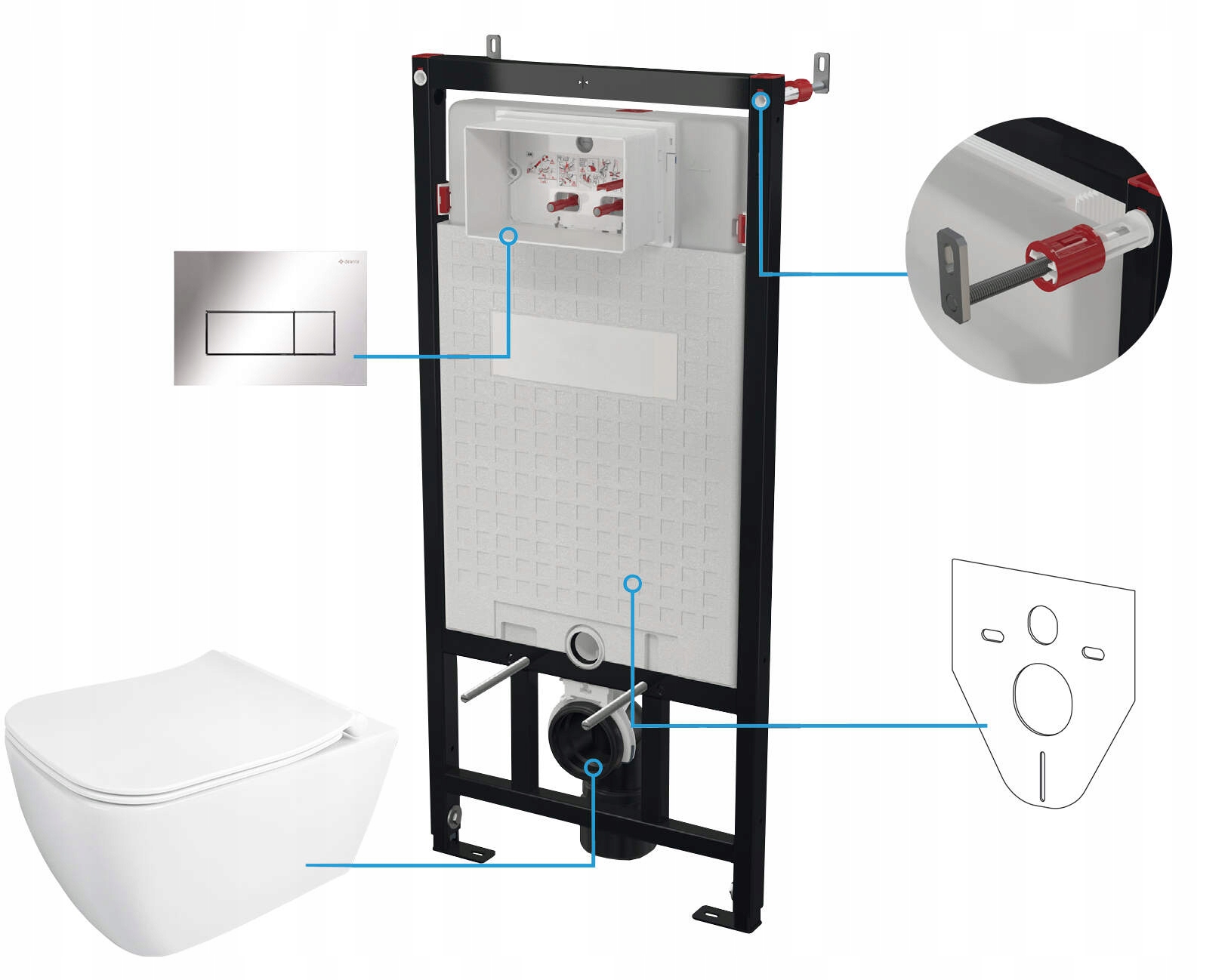 Kompletní podomítkový Wc set 6v1 s závěsnou mísou Deante