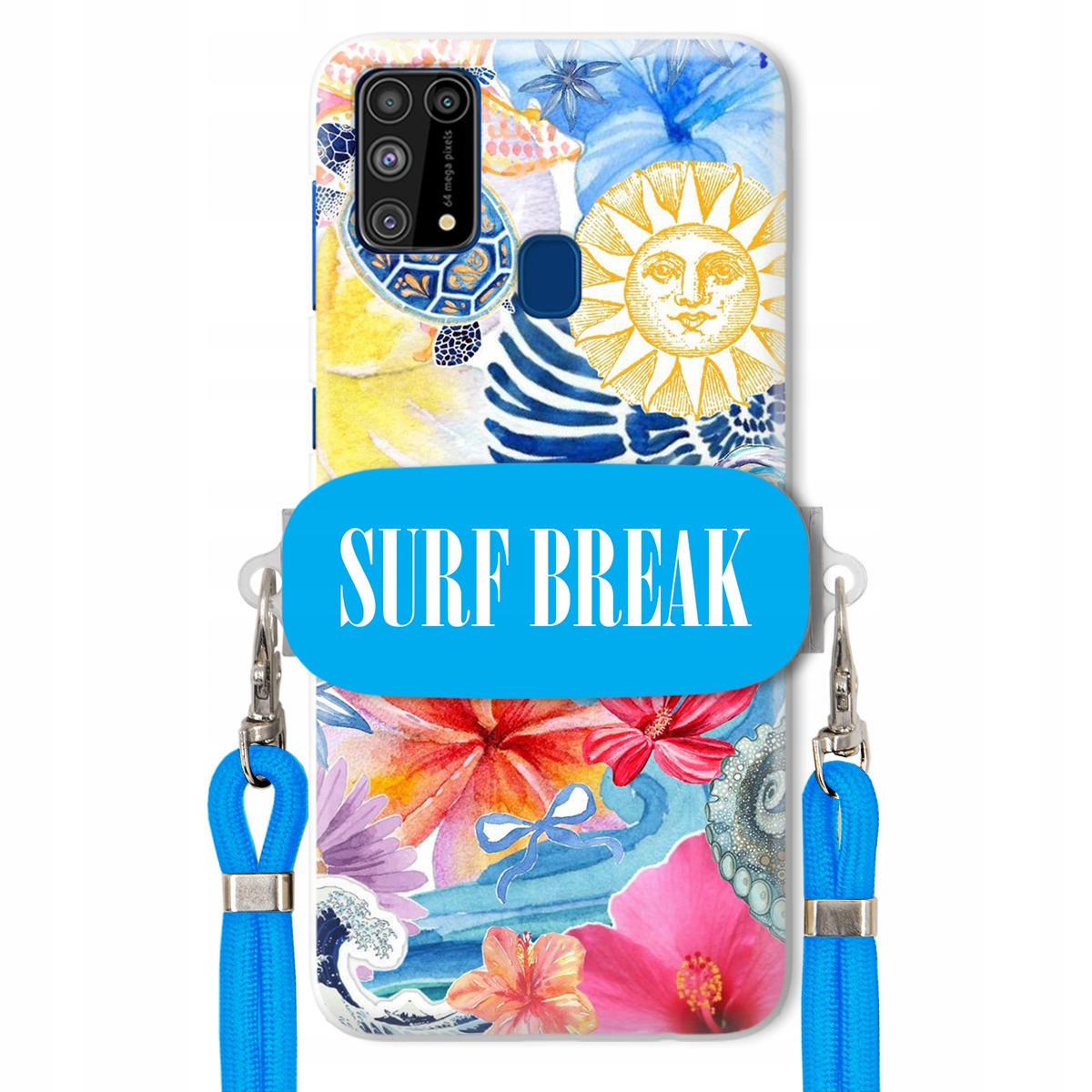 Puzdro pre Samsung M31 Modré Crossbody vodítko držiak Surf Break Lata