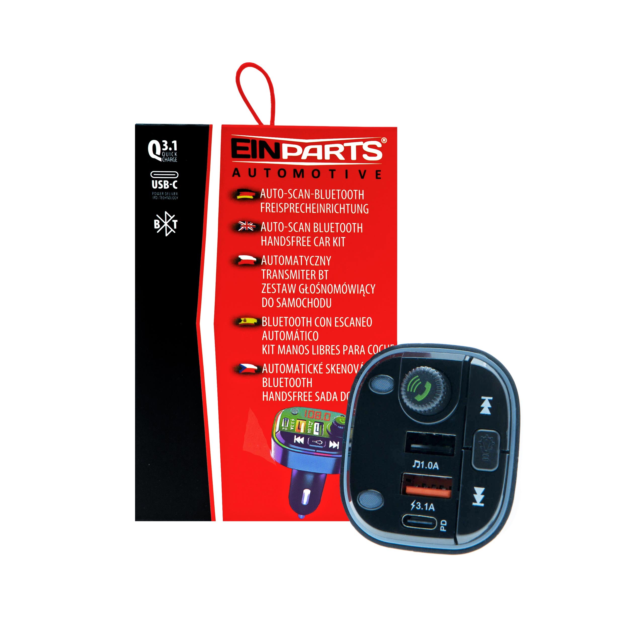 Transmiter Fm Bluetooth samochodowy Usb-c Pd 2xUSB-A EPBTT02