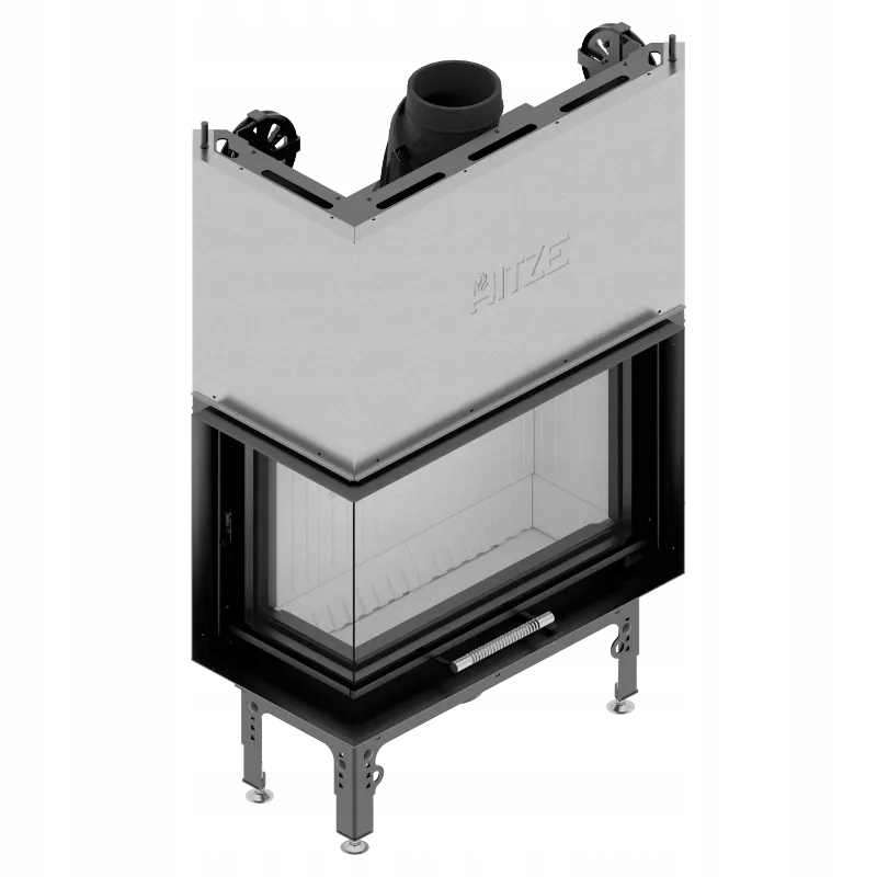 Ocelová rohová krbová vložka gilotina Kominek HST68x43.LG levá