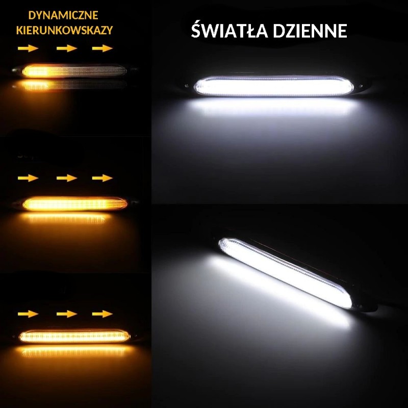 DRL SWIATLA FLEX LED dzienne plynacy kierunek WOW Installation side front