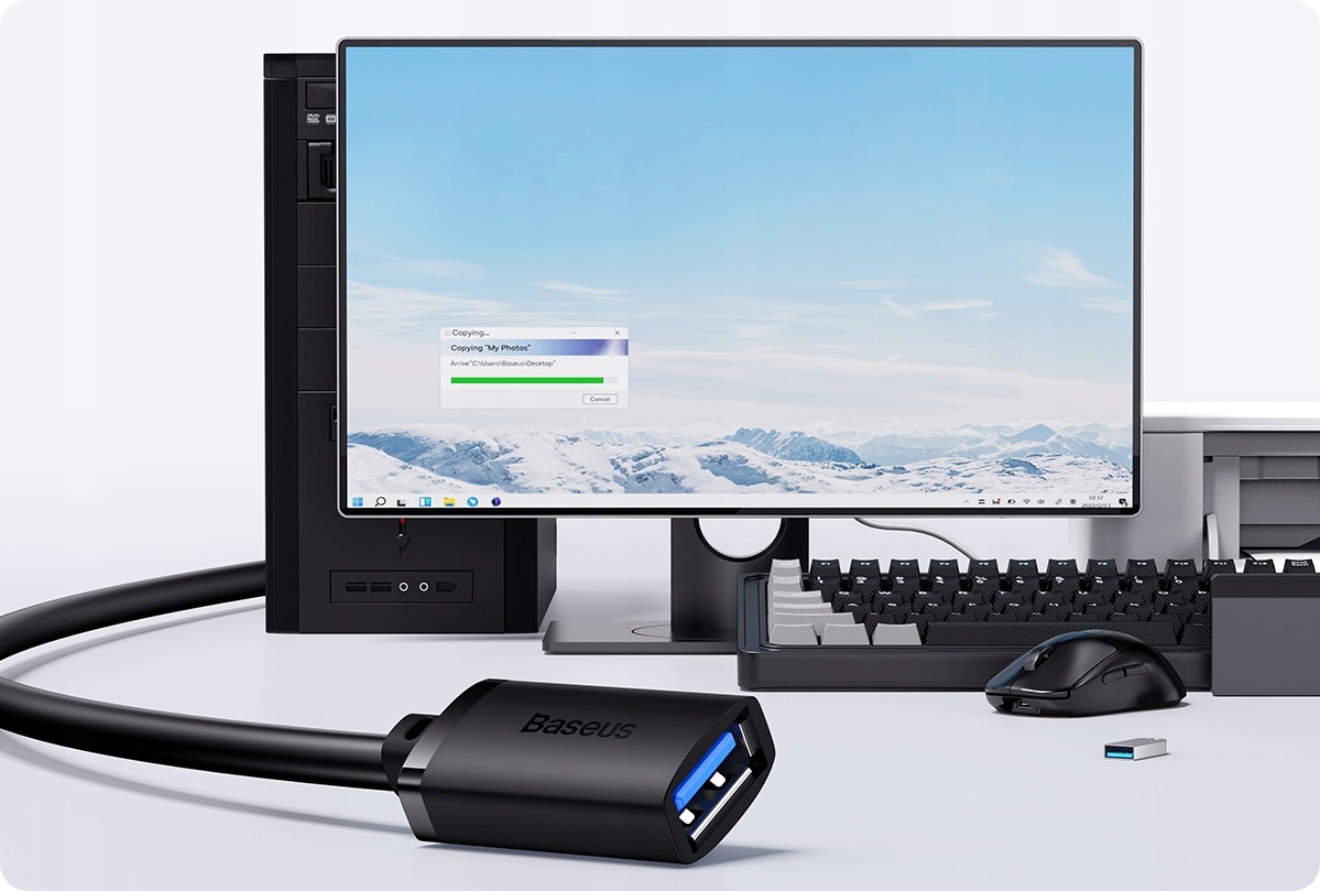 BASEUS KABEL USB-A MĘSKI - ŻEŃSKI PRZEDŁUŻACZ PRZEJŚCIÓWKA USB 3.0 1.5M Stan opakowania oryginalne