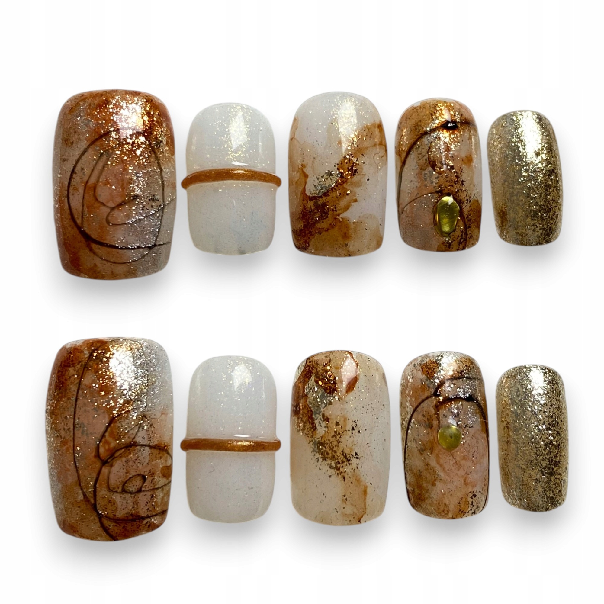 Press On Nails Umělé nehty Korejský styl Ruční výroba, L
