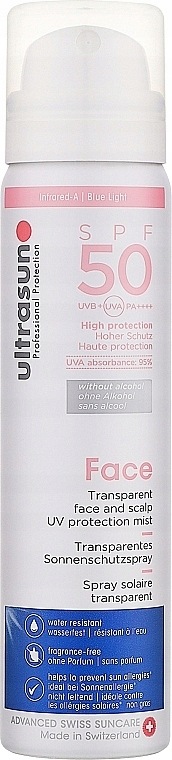 Ultrasun – sprej na obličej s vysokou ochranou před sluncem SPF50 75 Ml