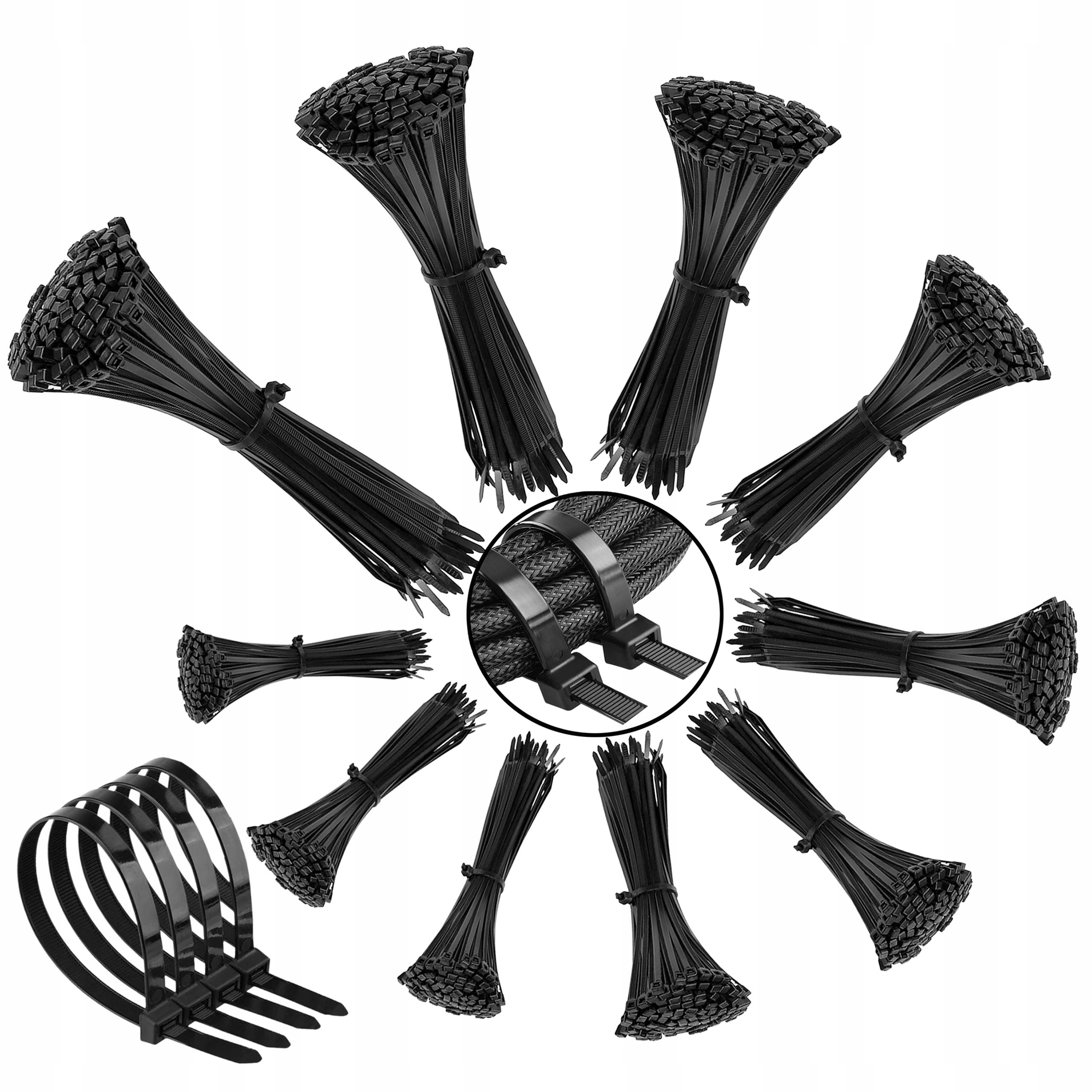 Opaski zaciskowe, czarne trytki 1000szt