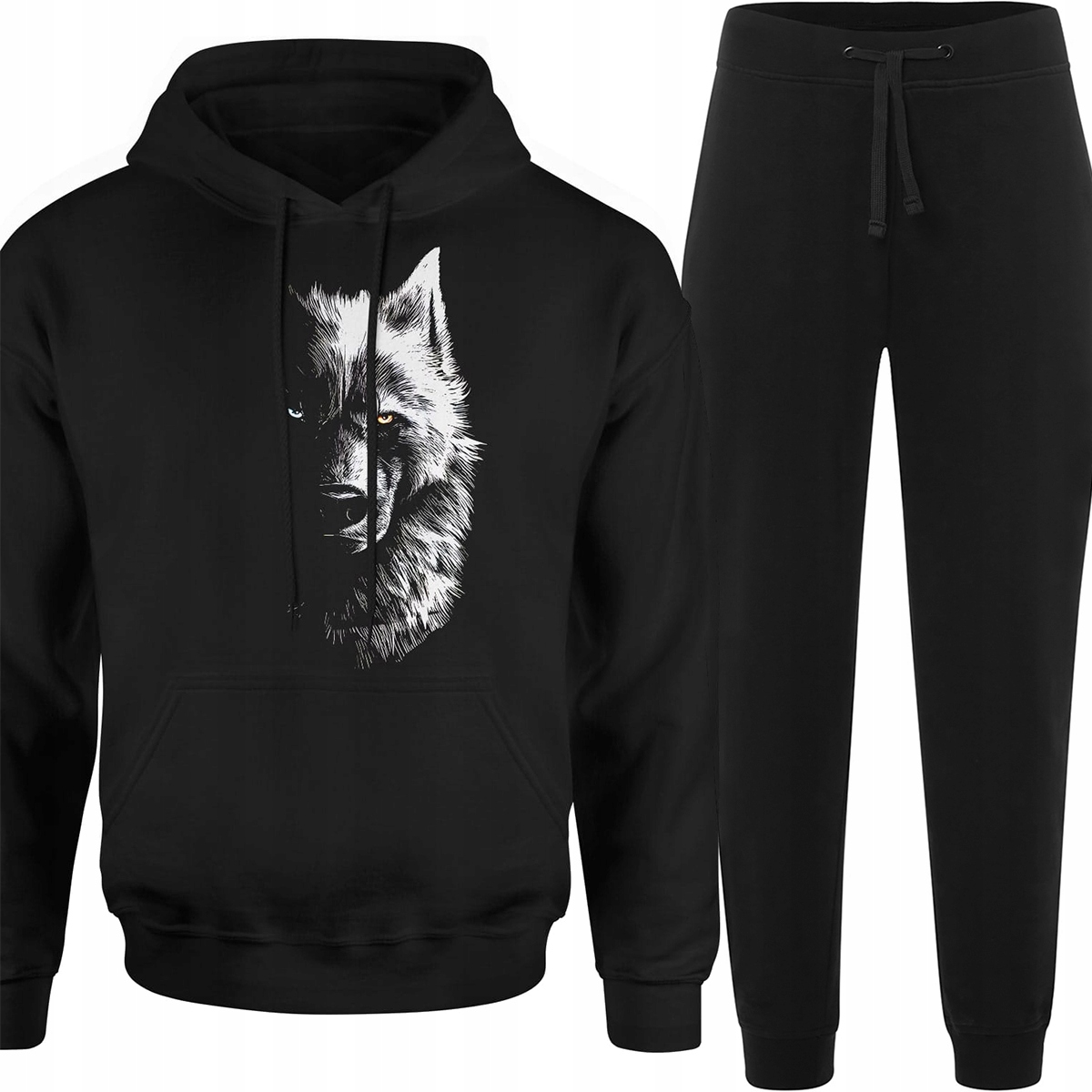 Teplákovka Pánský Komplet Pánských Tepláků Mikina Vlk S Vlkem Potisk S