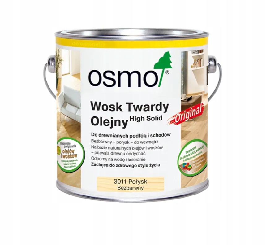 Tvrdý vosk olejový vosk Osmo 3062 bezbarvý mat 2,5L pro dřevěné schodiště