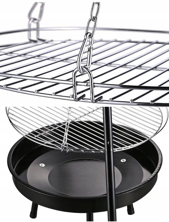 PALENISKO TRÓJNÓG GRILL OGNISKOWY OGRODOWY WISZĄCY DUŻY RUSZT CHROMOWANY 47 Producent 4MWOOD.CO