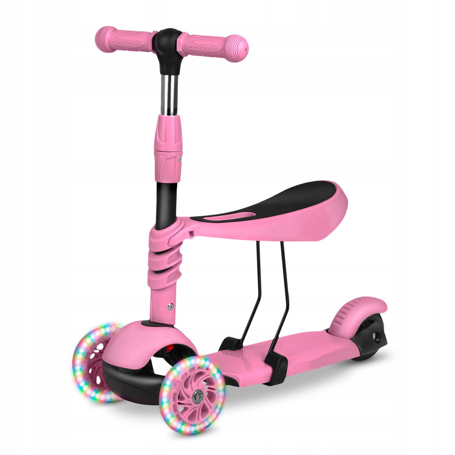 HULAJNOGA BALANSOWA 3W1 JEŹDZIK TRÓJKOŁOWA LED RÓŻOWA Marka bez marki