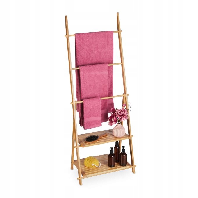 Koupelnový regál Relaxdays dub piškotový 31,5 x 53 x 134 cm/ r508