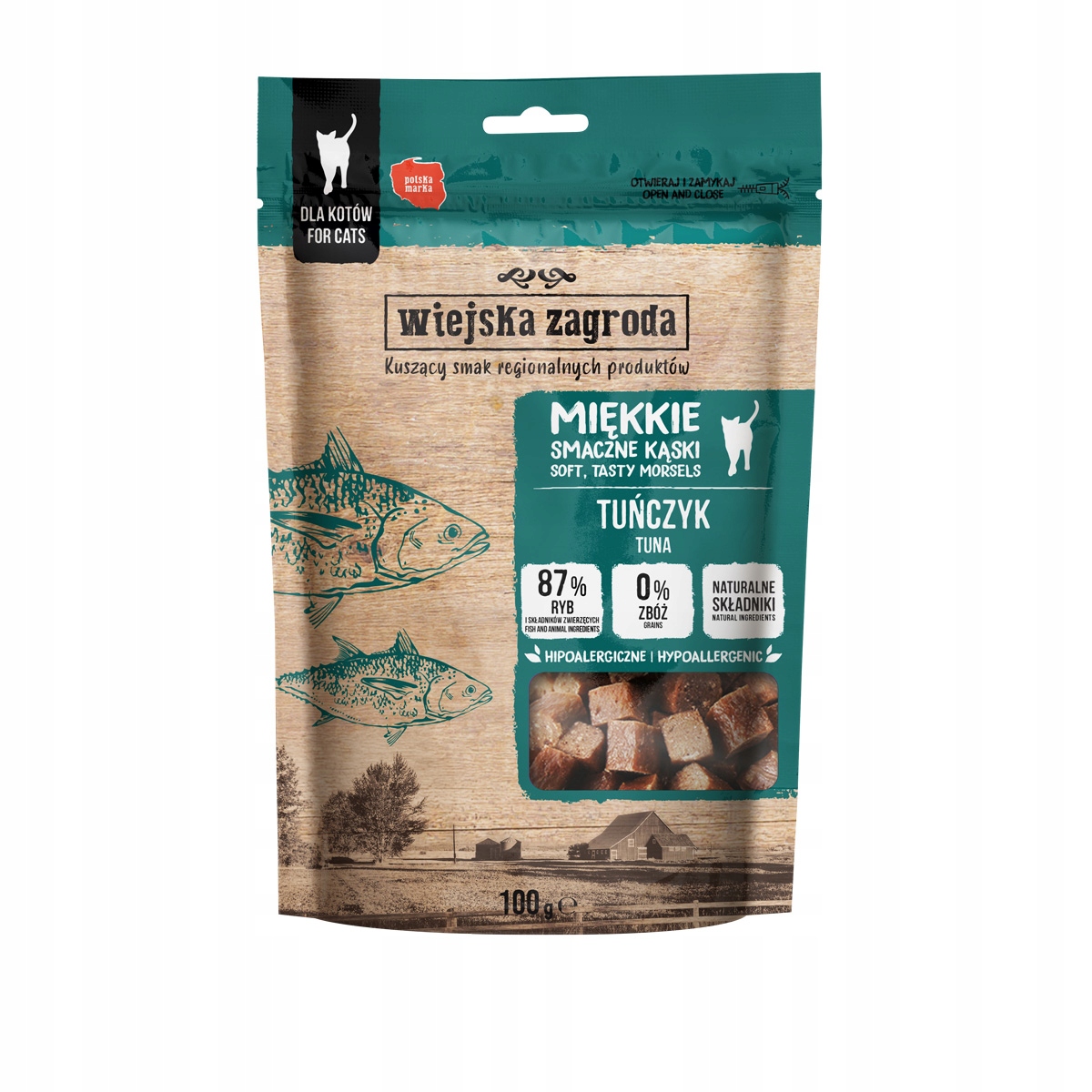 5x Wiejska Zagroda pochoutky pro dospělé kočky tuňák 100 g