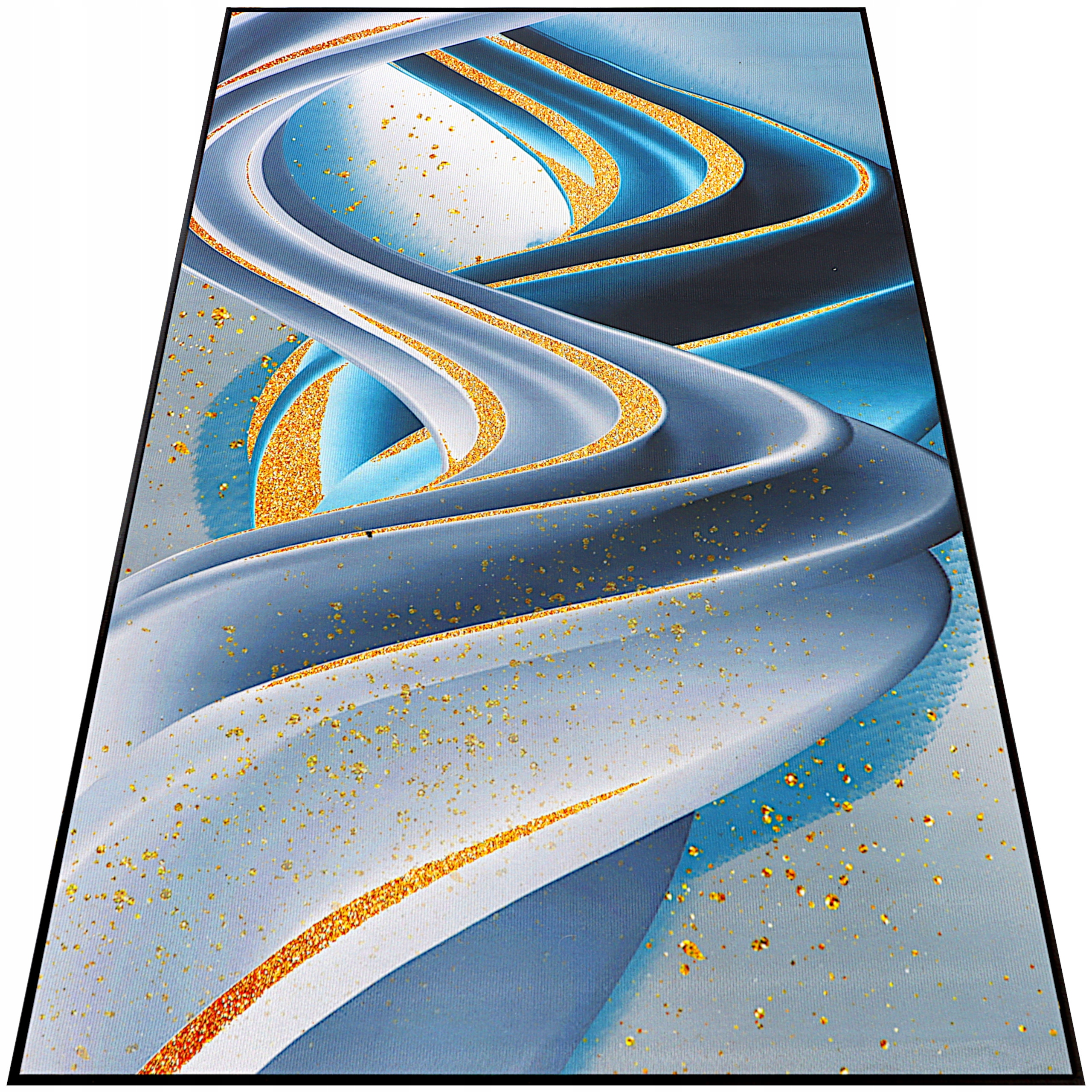 Koberec Do Obývačky 160x230 Moderný Modrý Módny Zlatý Veľký Podgumovaný