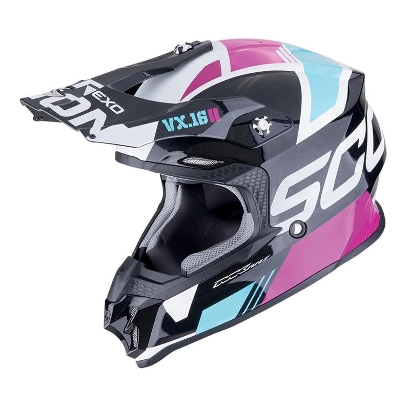 Prilba cross Scorpion VX-16 Evo Air Analog Metal Black/blue/pink Darčeky