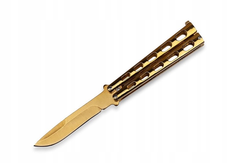 Nóż motylek N-497F Balisong Do Trików Gold Złoty