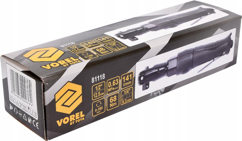 GRZECHOTKA PNEUMATYCZNA 1/2" 68NM 81118 VOREL Waga produktu z opakowaniem jednostkowym 1.32 kg