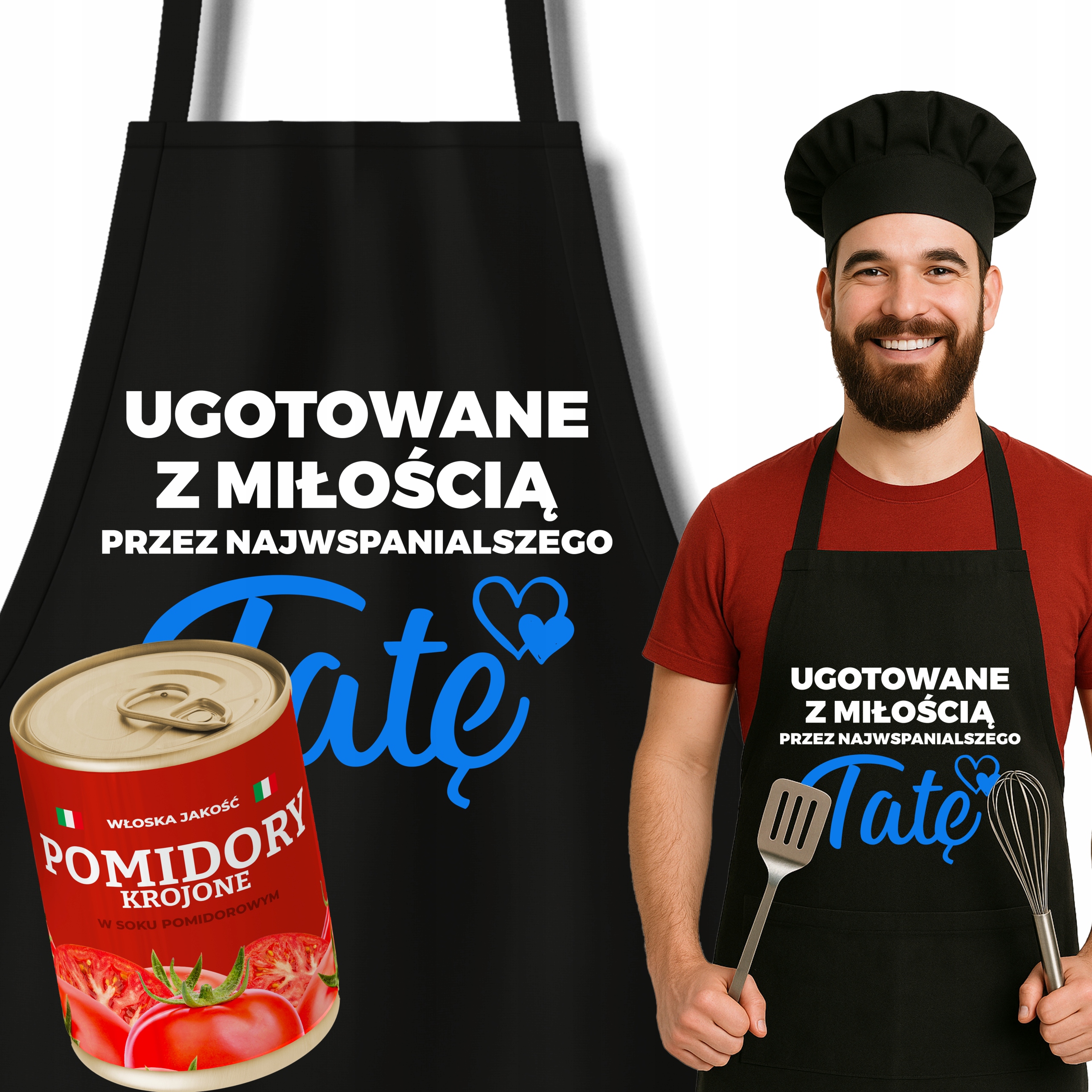 Plechovka Rajčata Zástěra Černý Dárek Den Otců Pro Tatínka Uvařené