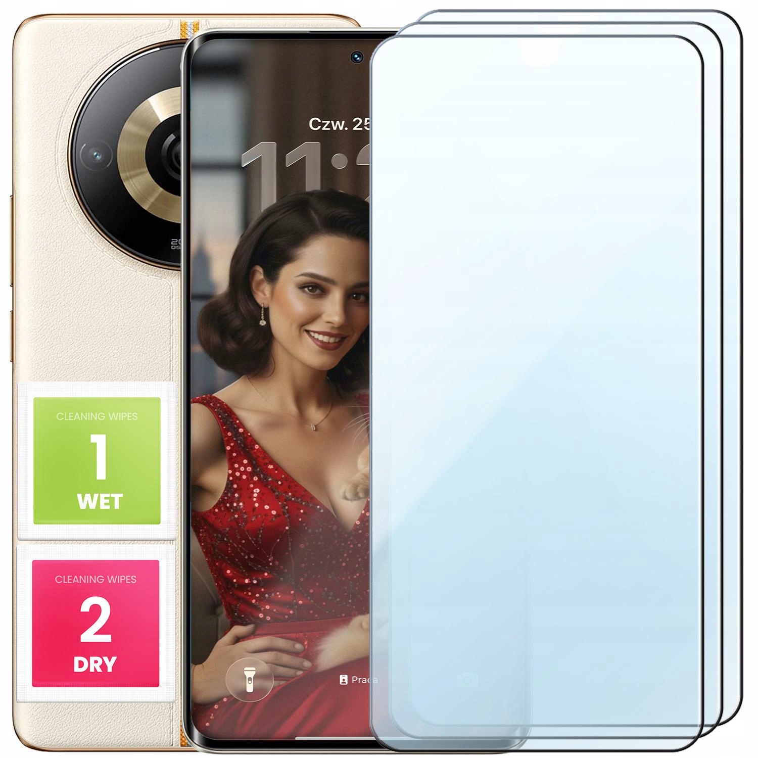 3-PAK Szkło Hartowane Płaskie Do Realme 11 Pro 12 Pro 13 Pro (Ochronne)