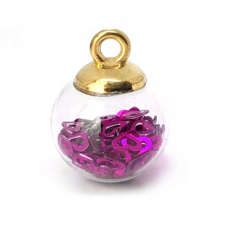Zawieszka Szklana Kula Kulka 21x16mm Serce Róż C.