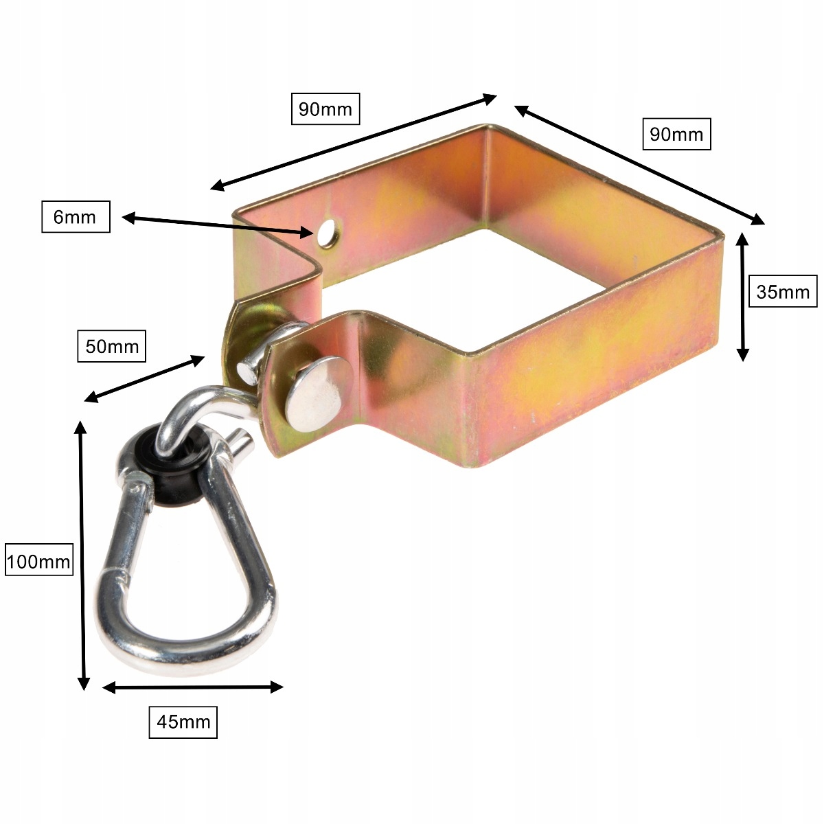 HAK DO HUŚTAWKI OBEJMA Z KARABINCZYKIEM 90X90 Rodzaj mocowanie