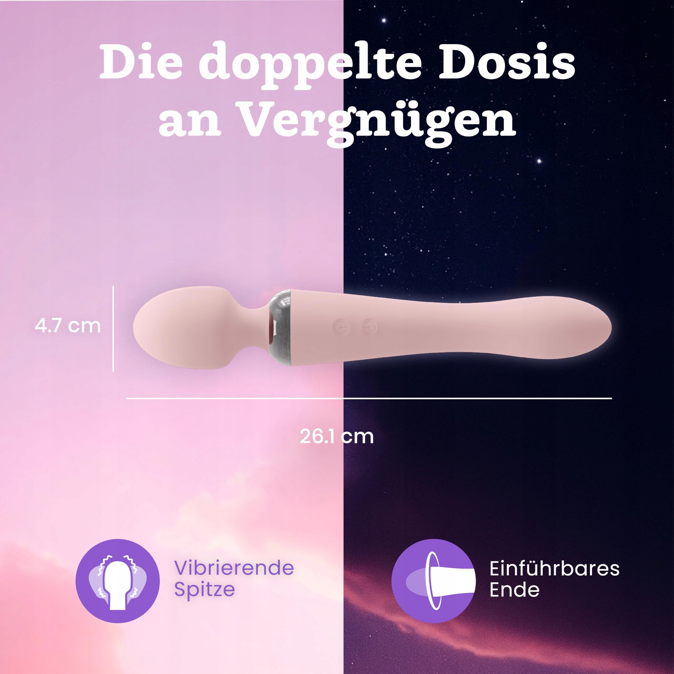 OLIVER JAMES Podwójny Wibrator Wand i Dildo Silikonowy 10 Trybów Dla Par — miniatura 2