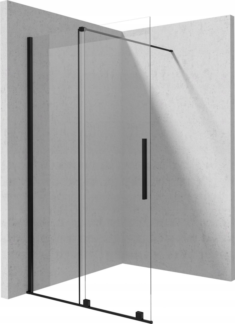 Ścianka prysznicowa walk-in przesuwna Deante Prizma 12cm czarny