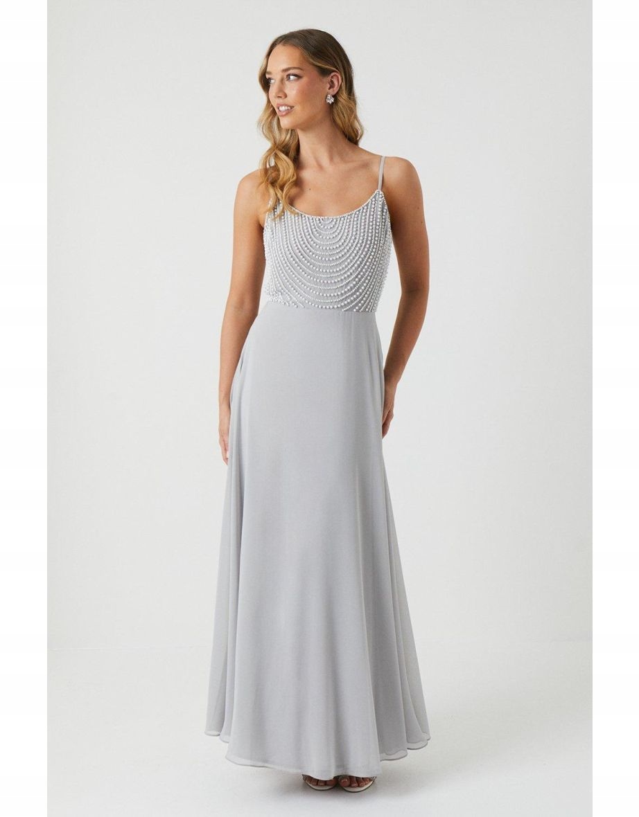 Coast Šedá Šaty Zdobené Horní Částí (40)