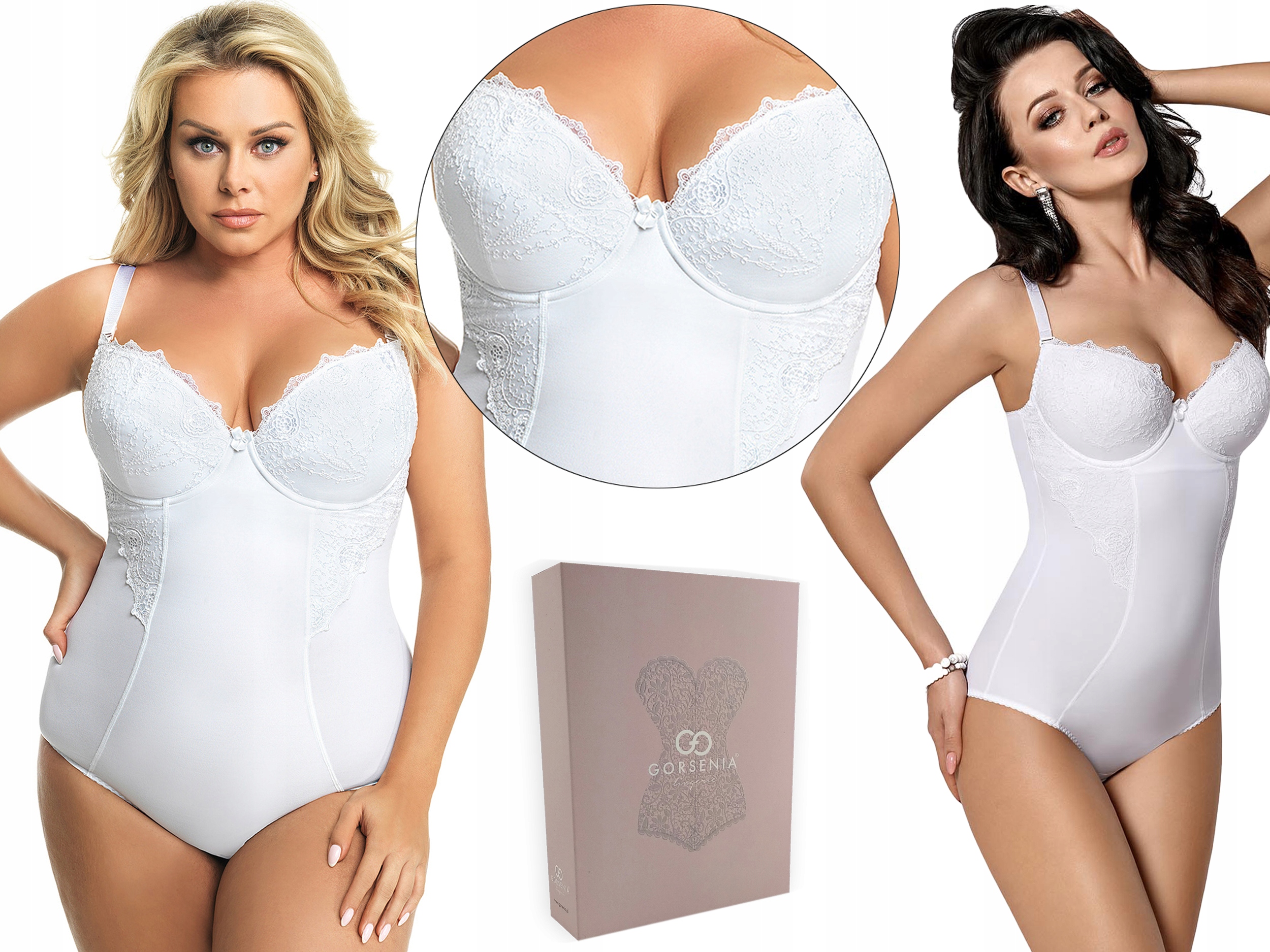 Modelujące BIAŁE body GORSENIA G184 LIVIA, 75F