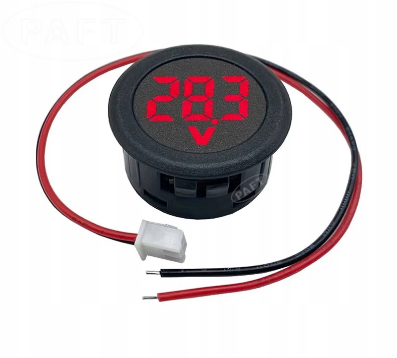 Woltomierz cyfrowy PAFT okrągły 100V czerwony