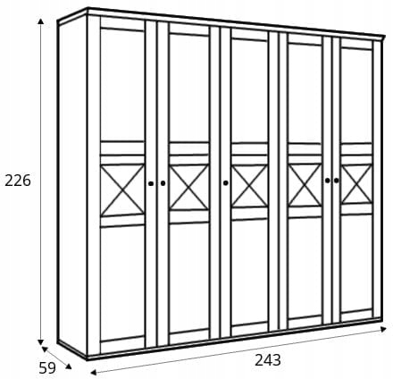 Szafa Biała Pojemna Stockholm Black Red White Wysokość mebla 226 cm