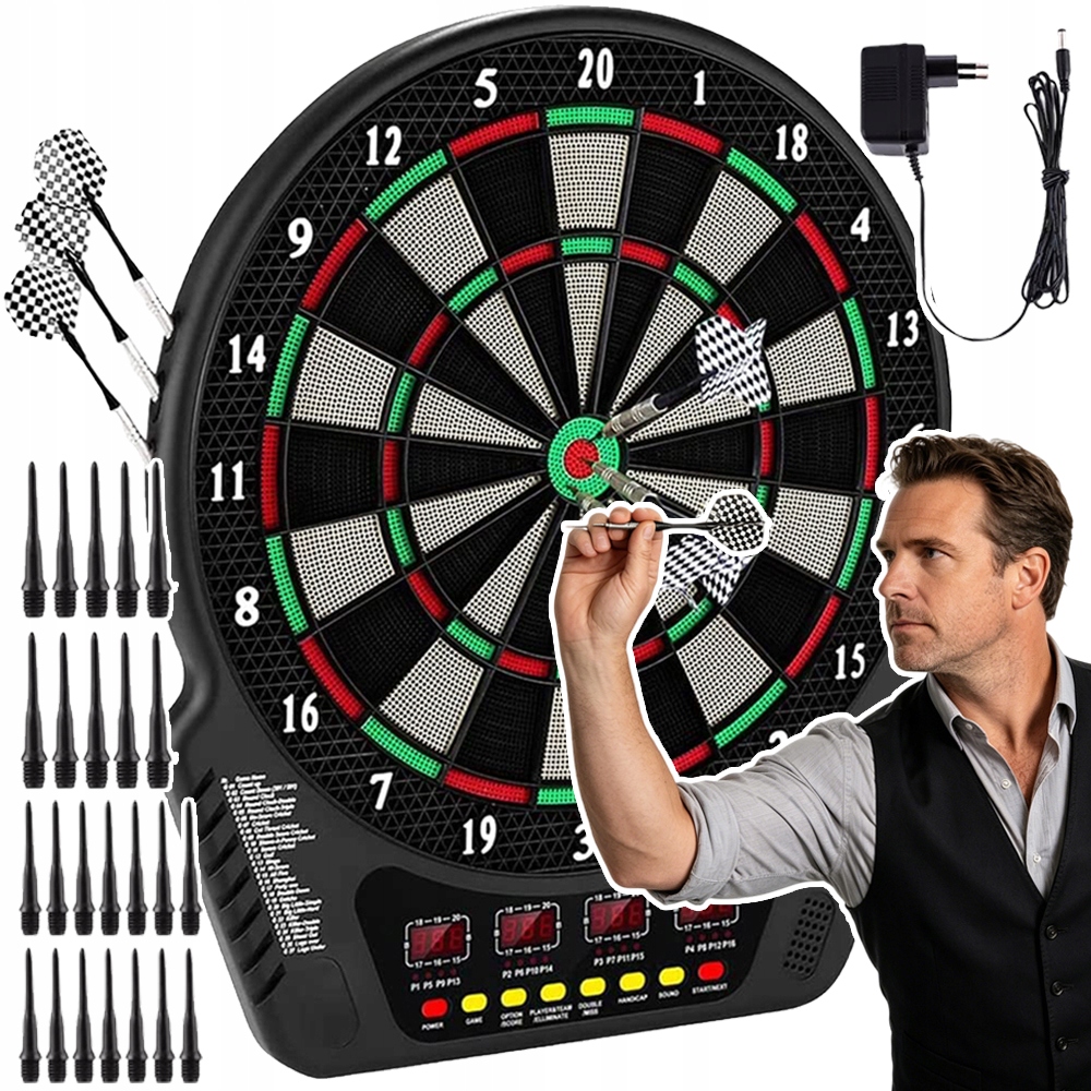Elektroniczna Tarcza Do Rzutek Zestaw Z 6 Rzutkami Na Imprezę Do Biura Domu