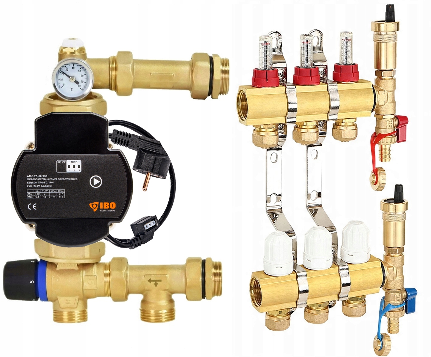 Rozdeľovač 3 Okruhov Podlahového Vykurovania Pre Podlahu, Čerpacia Skupina Ibo