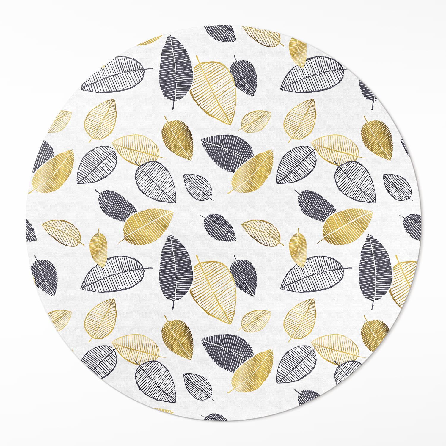 Okrúhly Pvc koberec do kancelárie Svetlé a tmavé listy, módny vzor prírody ⌀ 100 cm