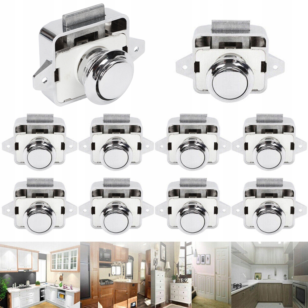 10 x Jednostranný nábytkový zámek pro přívěs pushlock push-lock komplet