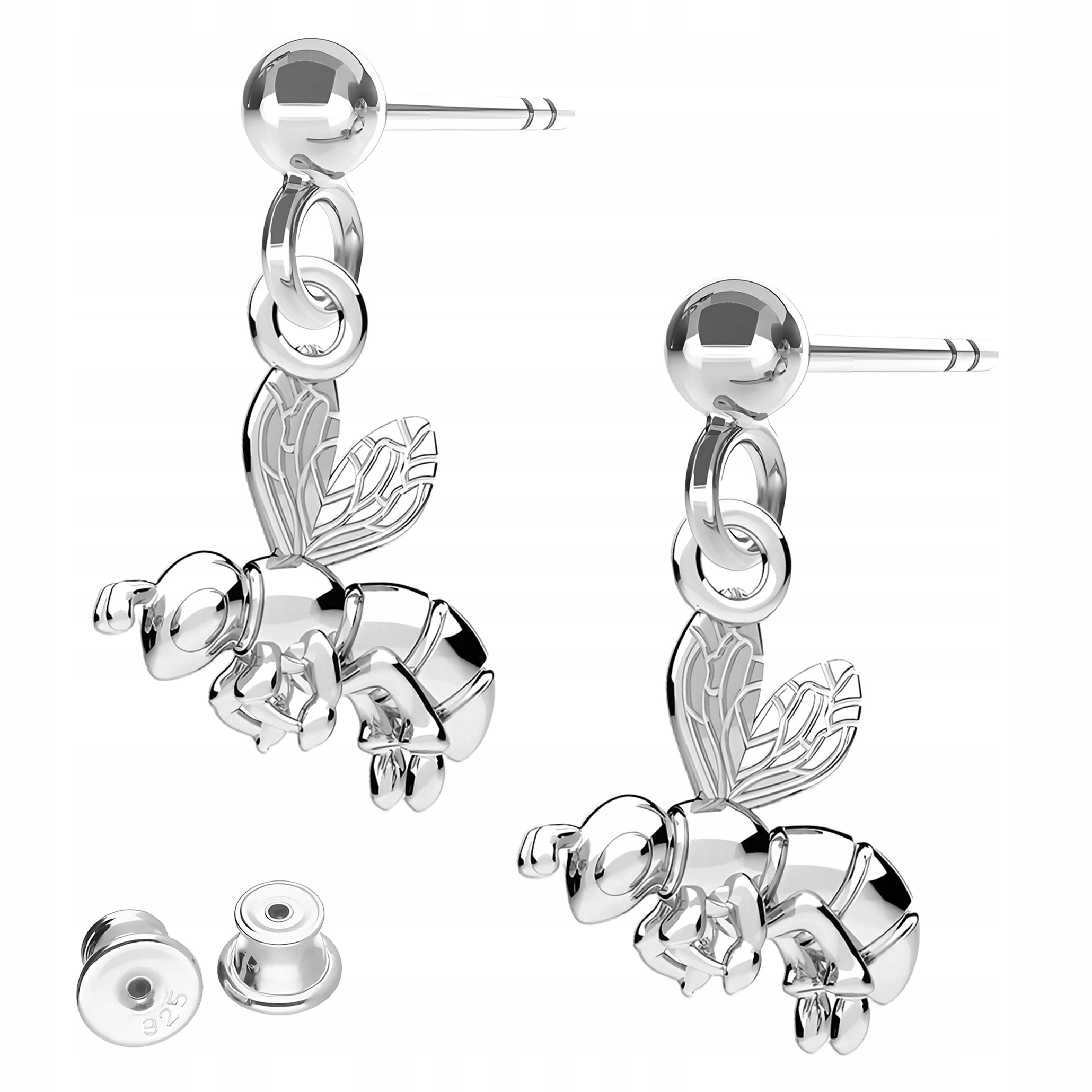 Stříbrné Náušnice Včelky Včely na tyčinkách Šroubky Stříbro 925