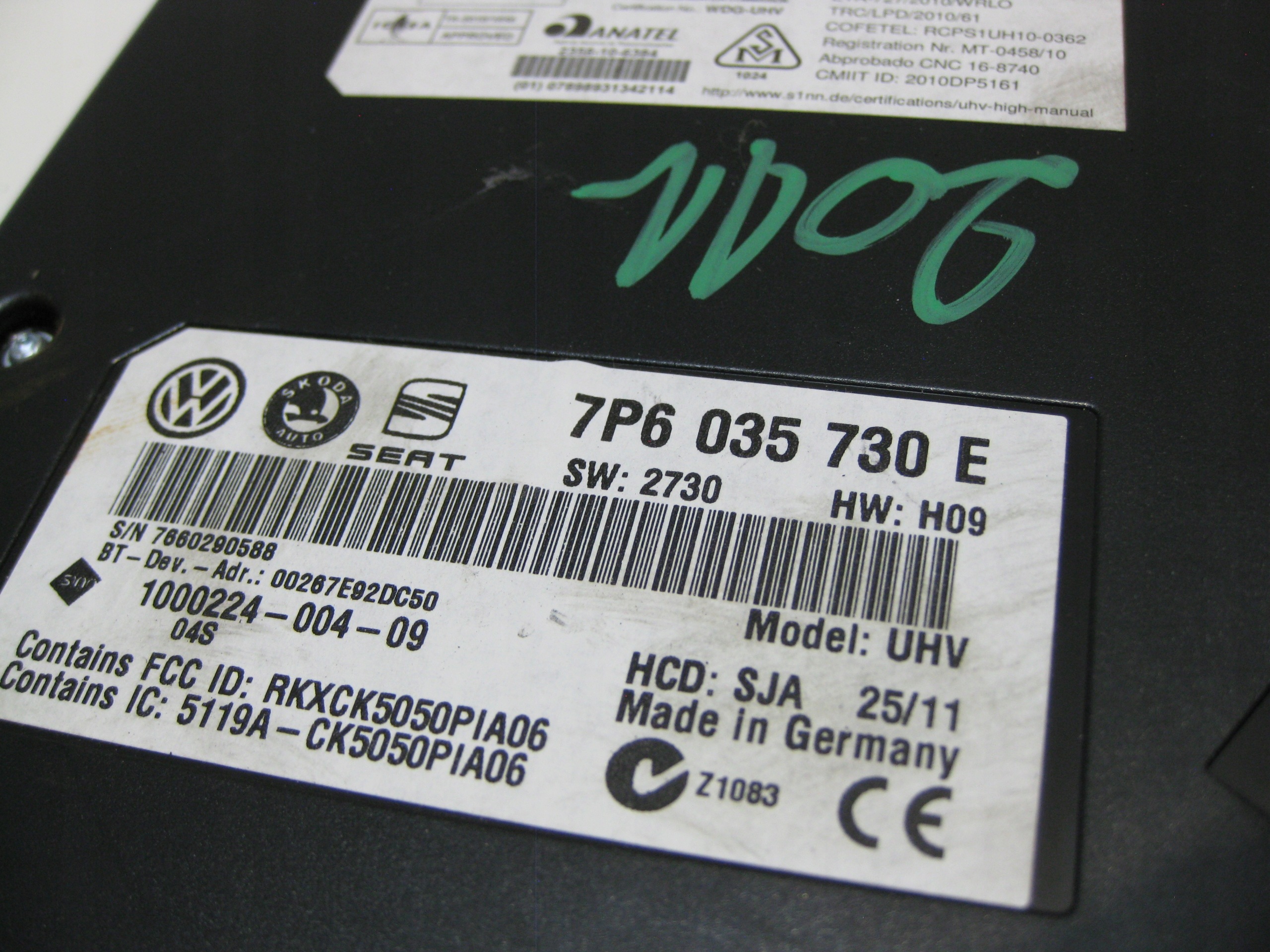 VW GOLF VI KOMBI 11R Centralina modulo BLUETOOTH 7P6035730E