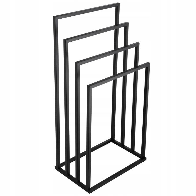 Stojak wieszak na ręcznik podłogowy czarny Szerokość 450 mm