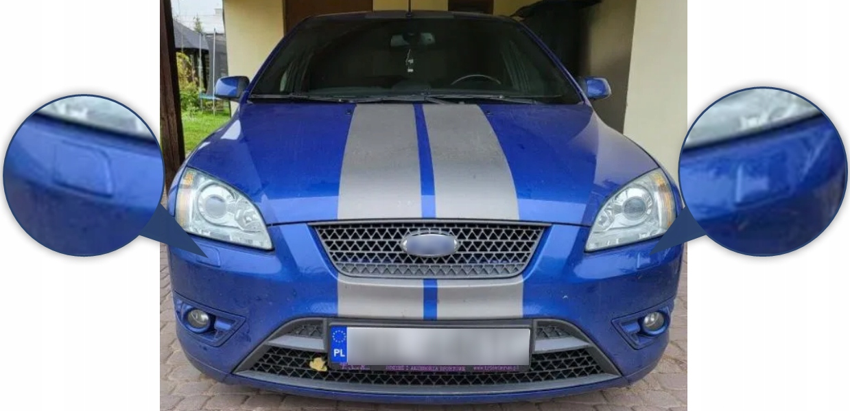 ZASLEPKA SPRYSKIWACZA LAMPY ZDERZA FORD FOCUS ST 2 Strona zabudowy przód