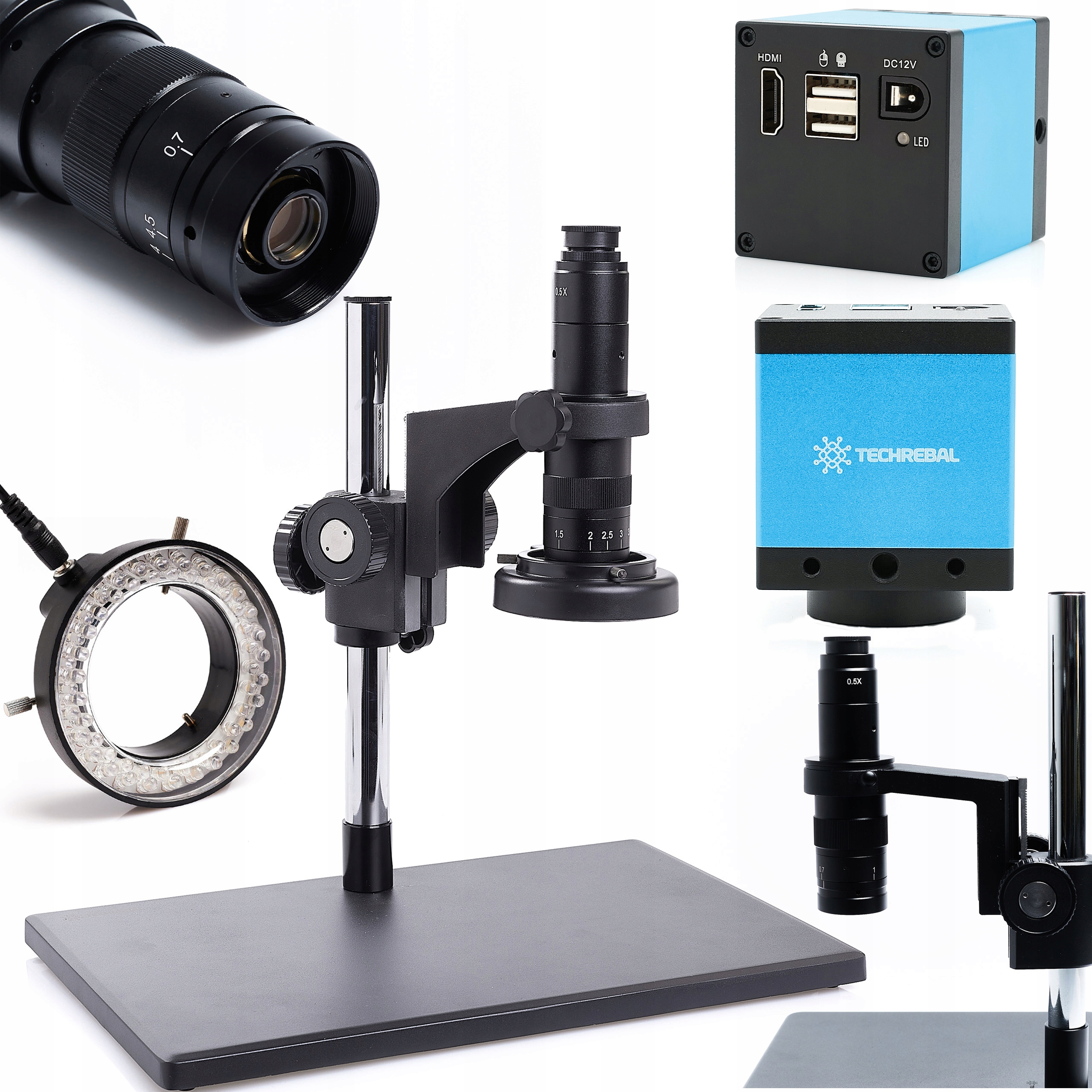 Digitální Mikroskop Techrebal 10A Nastavitelné Osvětlení 60x Led Kamera 4K
