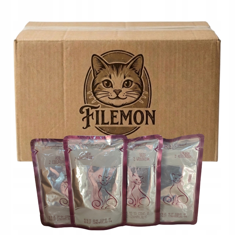 Karma Mokra Wielka Paka dla Kota Mrau Filemon Mix 4 Smaków w Sosie 80x100g