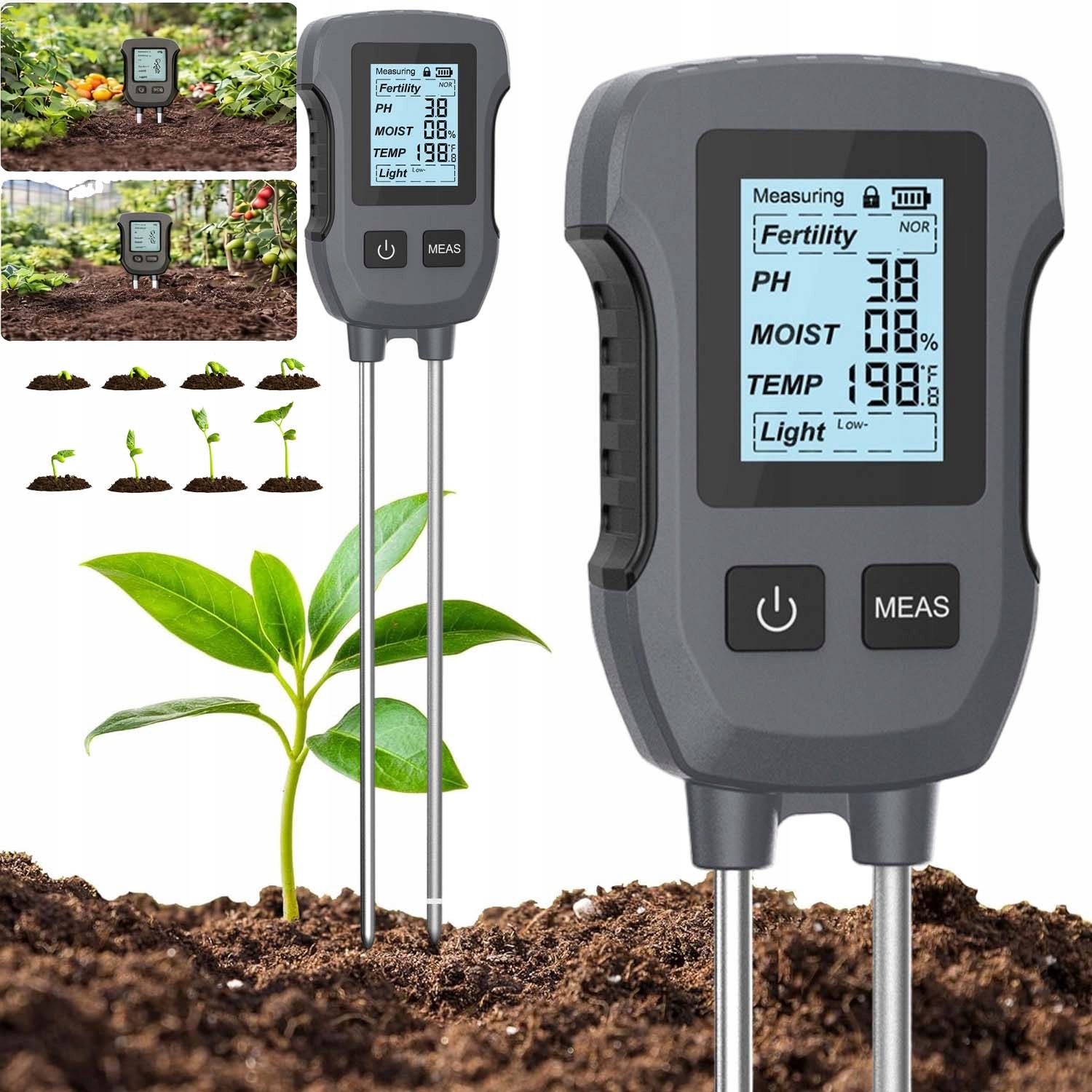 Digitální Tester Vlhkosti Půdy Ph Temp Pro Pokojové Rostliny 5V1