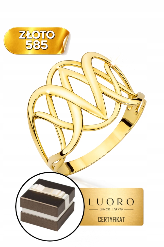 Prstýnek 585 14K Zaplétaný, Široký, Elegantní, R16