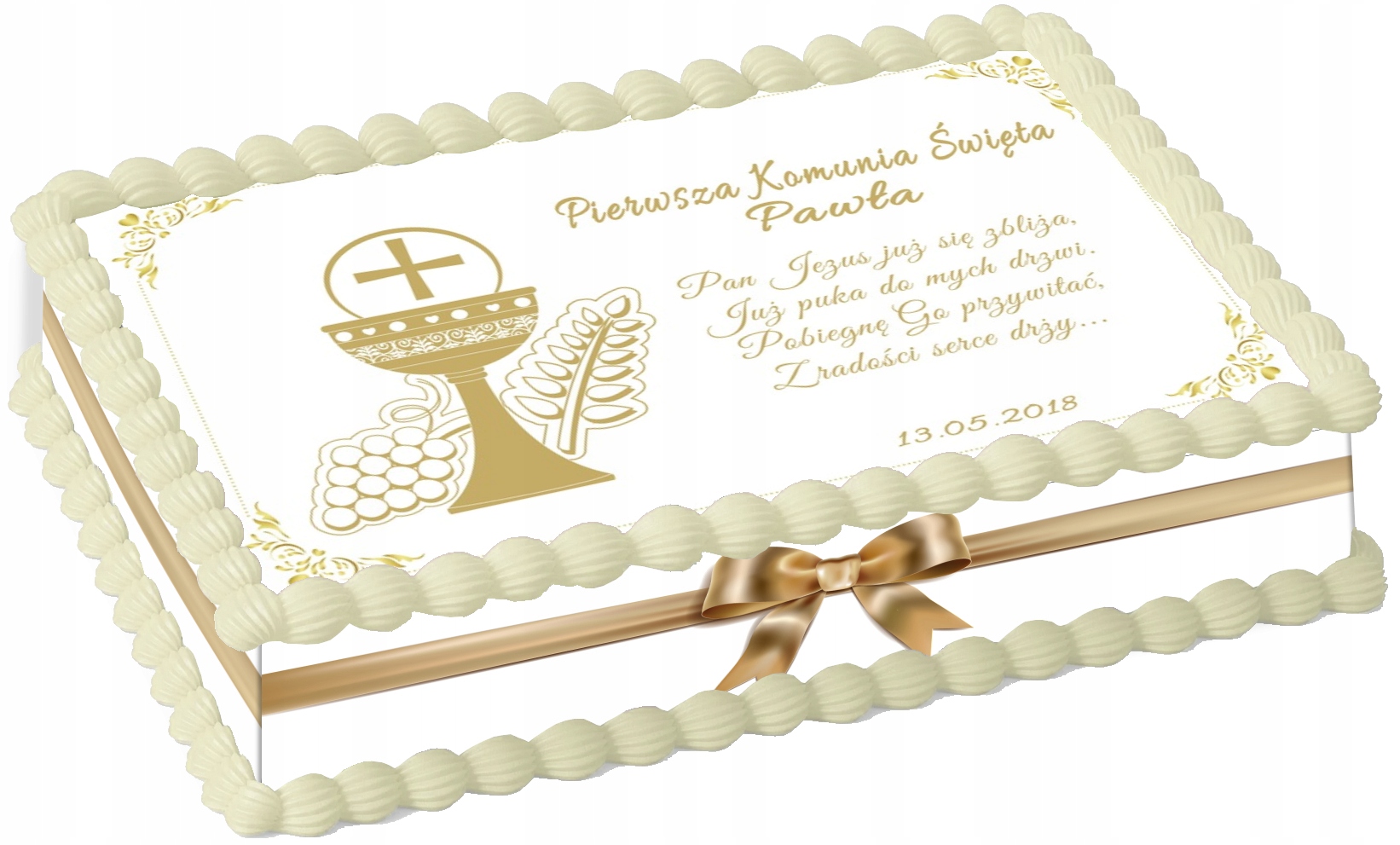 K Prvnímu Svatému Přijímání dort na dort Obdélníkový Svaté Přijímání Vánoce Jméno Datum A4