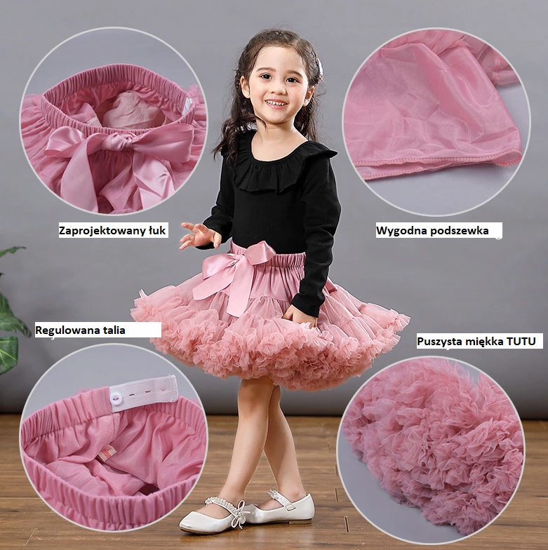 TIULOWA SPÓDNICZKA TUTU PIĘKNA MIĘKKA Z FALBANKAMI Płeć dziewczynki