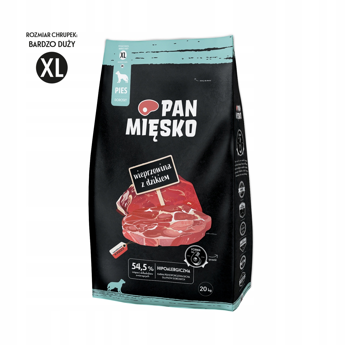 Krmivo pro psy Pan Mięsko Vepřové s divočákem XL 20 kg